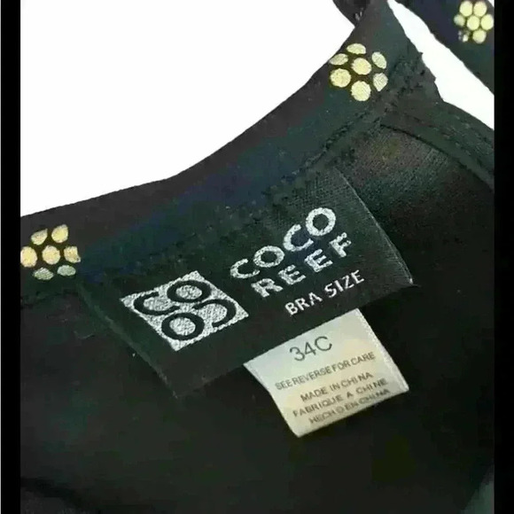 Coco Reef Black & Gold Tankini Top Size 34C w built- in Padded Bra - Picture 3 of 3